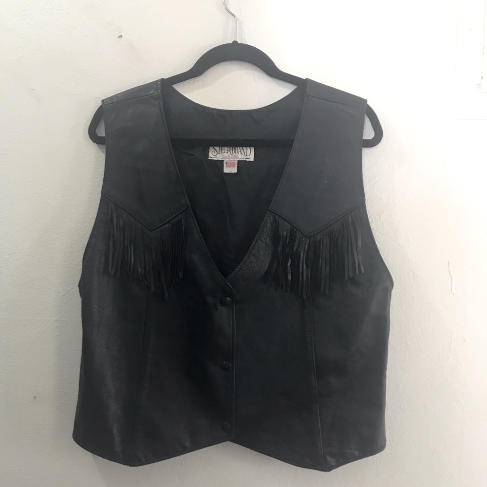 Women’s leather fringe biker vest